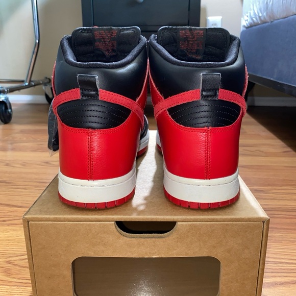 2012 Nike Dunk High J-Pack Bred Size 12 Red Black Jordan Basketball Streetwear - Picture 4 of 8